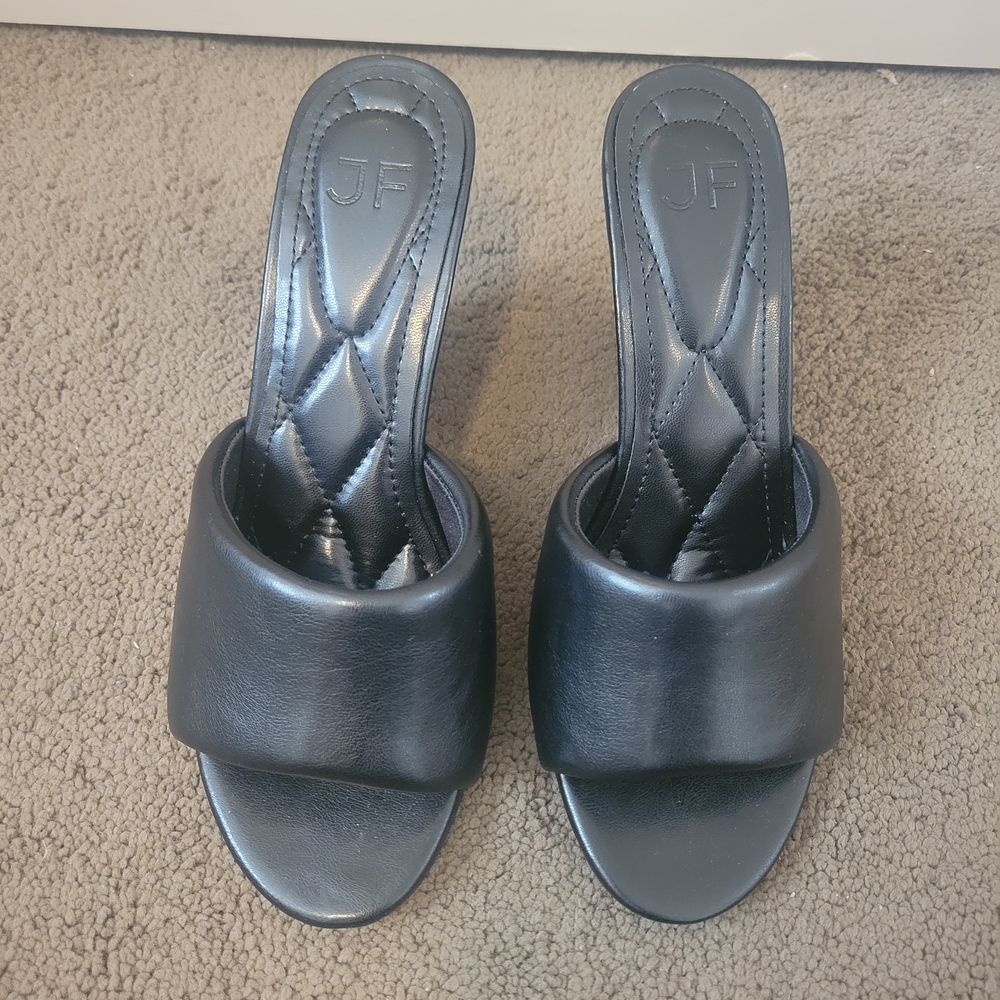 Women's Black Slide Heeled Sandals